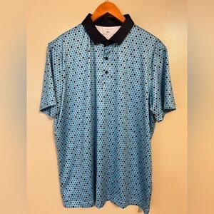 Grayson Dunn Men’s Blue Geometric Print Shirt Short Sleeve Polo Golf L